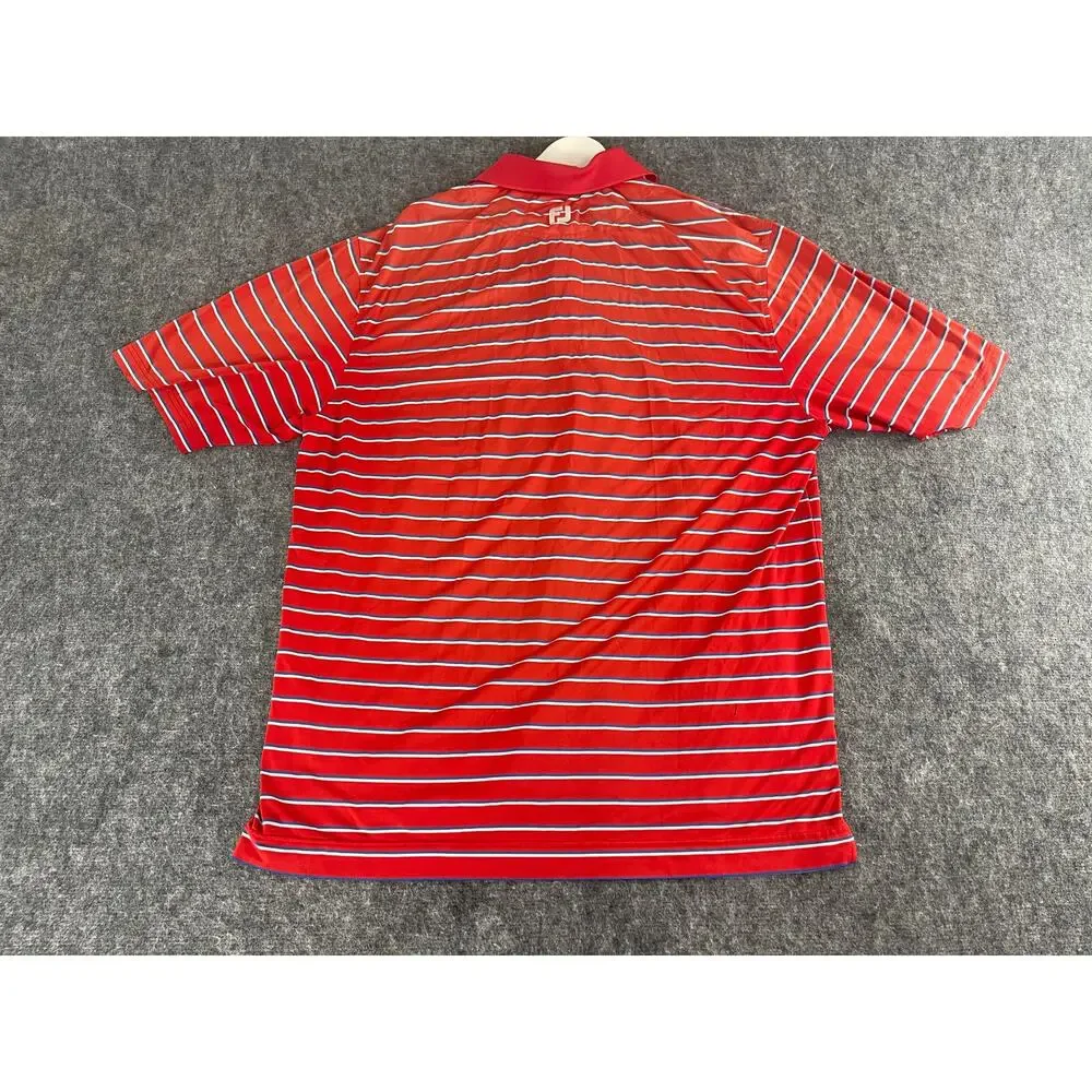 FootJoy Shirt Mens Extra Large Polo Red Striped Short Sleeve Golf XL N38